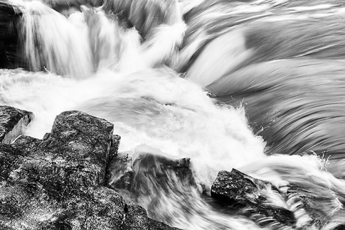 Athabasca Falls Sectional Black & White, Jasper National Park, Alberta