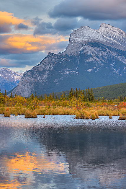 Mt. Rundle at Sunset from the Third Vermillion Lake, Banff National Park, Alberta